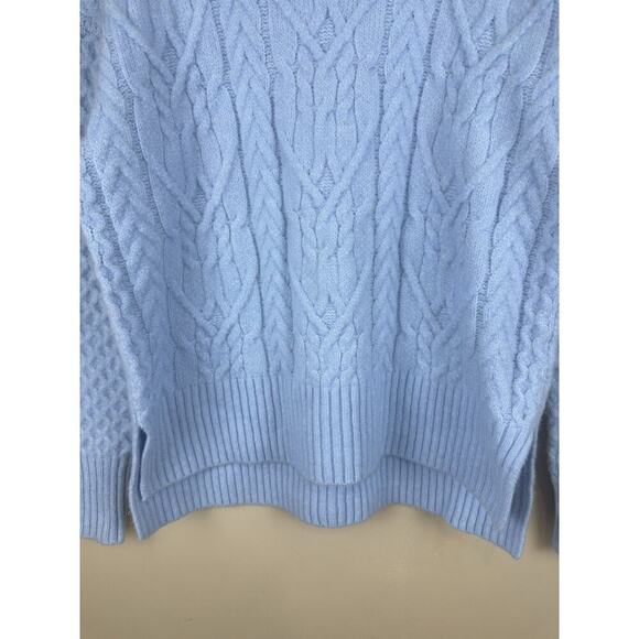 Nordstrom Cable Knit Mock Neck Light Blue Sweater Womens Size XS - Picture 3 of 15
